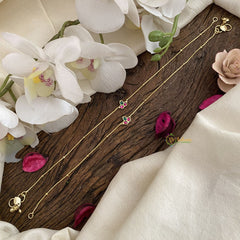 Vriksham Premium Stone Pendant Anklets -3 Stone Red Green-J2863