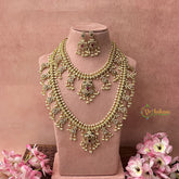 Vriksham Elegant Gold Peacock Style Guttapusalu Bridal Set-Pearl-G19255