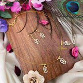 Vriksham Muvvala Design White Stone Pendan 3 Pendant Flexible Invisible Chain-KG22285