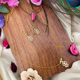 Vriksham Muvvala Design White Stone Single Pendant Flexible Invisible Chain-KG22286