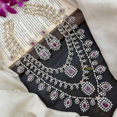 Vriksham Royal Radiances 3 Layered American Diamond Bridal Haram-Red-G20195