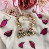 Vriksham Unique Cuff Jhumka-Aqua Green & Off White Beads-J3217