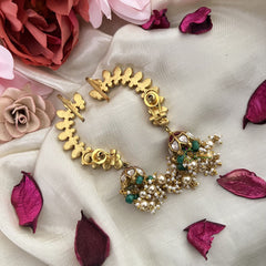 Vriksham Unique Cuff Jhumka-Aqua Green & Off White Beads-J3217