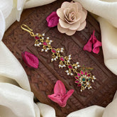 Vriksham Unique Floral Jadau Kundan Maang Tikka-Red Green & White-J2879