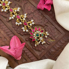 Vriksham Unique Floral Jadau Kundan Maang Tikka-Red Green & White-J2879