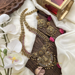 Vriksham Gold Look Alike Lakshmi Long Neckpiece-Gold Bead-G16188