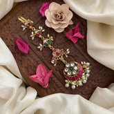 Vriksham Exquisite Half Moon Style Jadau Kundan Maang Tikka-White Bead-J2880