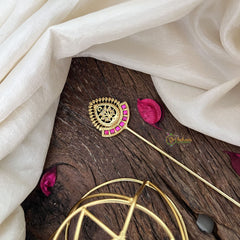 Vriksham Designer Leaf Style With Floral Hair Bun Cage Accessory-Red Green-H1136