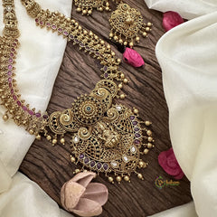 Vriksham Gold Look Alike Lakshmi Long Neckpiece-Gold Bead-G16188