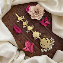 Vriksham Exquisite Half Moon Style Jadau Kundan Maang Tikka-White Bead-J2880