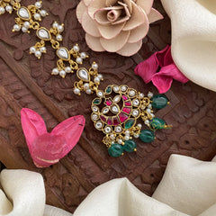 Vriksham Half Moon Style Jadau Kundan Maang Tikka-Red White-J2876