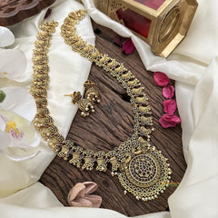 Vriksham Gold Look Alike Round Pendant Maanga Neckpiece-White Pearl-G16190