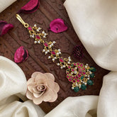 Vriksham Half Moon Style Jadau Kundan Maang Tikka-Red-J2875