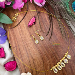 Vriksham Classic Oval shaped Clsed 5 Pendant Invisible Chain-KG22292