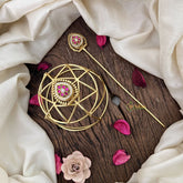 Vriksham Designer Diya Style With Floral Hair Bun Cage Accessory-Green White-H1134