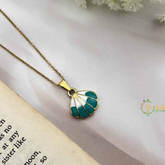 Vriksham Minimalist Gold Look Alike Anti Tarnish White Boho Necklace Chain-Aqua Green-G20937