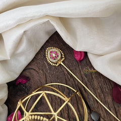 Vriksham Designer Diya Style With Floral Hair Bun Cage Accessory-Green White-H1134