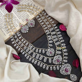 Vriksham Elegant Red Stone Embellished Statement AD Bridal Haram-G20239