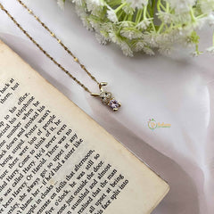 Vriksham Antique AD Stone Rabbit Pendant Gold Alike Anti Tarnish Necklace Chain-G20952