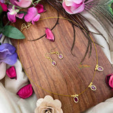 Vriksham Classic Red Oval shaped Flexible 3 Pendant Invisible Chain-KG22295