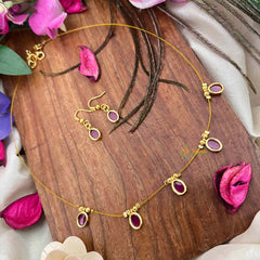 Vriksham Classic Red Oval shaped Flexible 5 Pendant Invisible Chain-KG22296