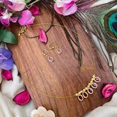 Vriksham Classic Red Oval shaped Closed 5 Pendant Invisible Chain-KG22297