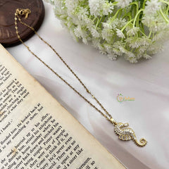 Vriksham Dragon Pendant Ad Stone Gold Look Alike Anti Tarnish Necklace Chain-G20945