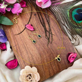 Vriksham Classic Green Oval shaped Single Pendant Invisible Chain-KG22299