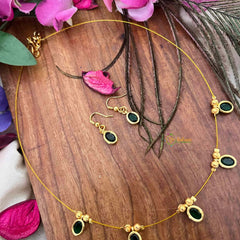 Vriksham Classic Green Oval shaped Felxible 5 Pendant Invisible Chain-KG22298