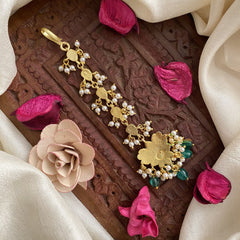 Vriksham Premium Jadau Kundan Maang Tikka-Lotus-Red Tear Drop-J2883