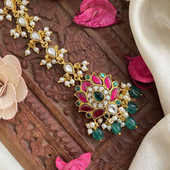 Vriksham Precious Jadau Kundan Lotus Maang Tikka-White Tear Drop-J2887