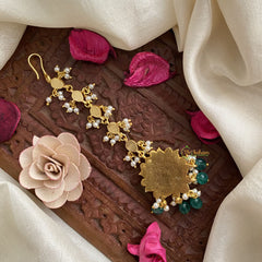 Vriksham Precious Jadau Kundan Lotus Maang Tikka-White Tear Drop-J2887