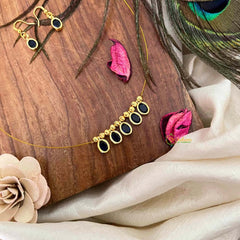 Vriksham Classic Blue Oval shaped 5 Closed Pendant Invisible Chain-KG22304