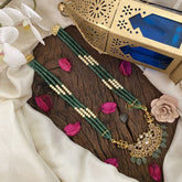 Vriksham Elegant Floral with Two Side Peacock Kundan Jadau Beaded Mala-White-J2915