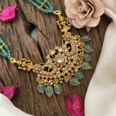 Vriksham Elegant Floral with Two Side Peacock Kundan Jadau Beaded Mala-White-J2915