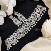 Vriksham Premium Pear American Diamond With Purple Accents Choker Neckpiece-Pearls-G21550