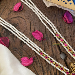 Vriksham Dual Peacock With Lakshmi Kundan Jadau White Beaded Mala-J2913