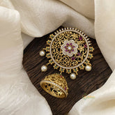 Premium AD Stone Floral Bun Billai-Jhumka-G12395