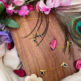 Vriksham Classic Blue Oval shaped 3 Flexible Pendant Invisible Chain-KG22302