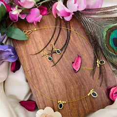 Vriksham Classic Blue Oval shaped 3 Flexible Pendant Invisible Chain-KG22302