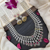 Vriksham Royal Pear Shape Red Accents American Diamond Bridal Haram-G20241