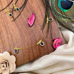 Vriksham Classic Blue Oval shaped 3 Flexible Pendant Invisible Chain-KG22302