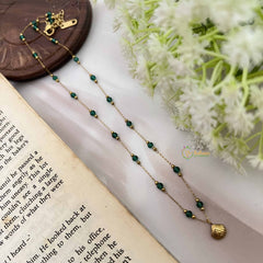 Vriksham Elegant Pendant & Green Bead Dealing Alike Anti Tarnish Necklace Chain-G20946