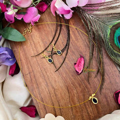 Vriksham Classic Blue Oval shaped Single Pendant Invisible Chain-KG22305