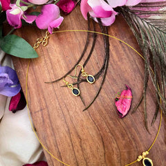 Vriksham Classic Blue Oval shaped Single Pendant Invisible Chain-KG22305