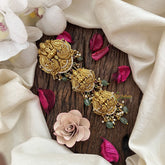 Vriksham Traditional Gold Plated Lakshmi 3 Layer Jada Billai-Green Bead-G19276