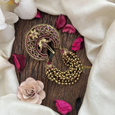 Vriksham Half Moon Design With Cluster Bead Layer Jada Billai-Red-G19261