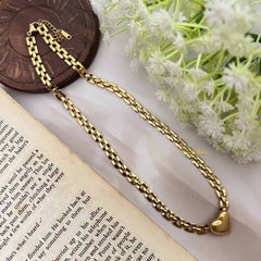 Vriksham Gold Plated Heart & Dock Style Anti Tarnish Necklace Chain-G20963