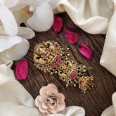 Vriksham Floral 2 Layer With Jumka Jada Billai- 4 Stone Red-Pearl-G19279