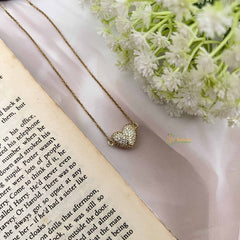 Vriksham Elegant AD Stone Heart Brake Pendant Gold Alike Anti Tarnish Necklace Chain-G20951